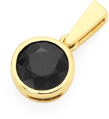 9ct Gold Black Sapphire Bezel Set Pendant