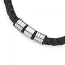 Steel-22cm-Leather-Lined-Bead-Bracelet Sale