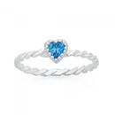 Silver-Blue-CZ-Twist-Heart-Friendship-Ring Sale