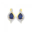 9ct-Gold-Created-Sapphire-Diamond-Pear-Swirl-Stud-Earrings Sale