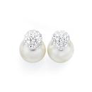 Silver-Simulated-Pearl-Crystal-Duo-Studs Sale