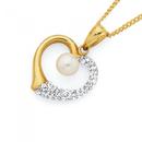 9ct-Gold-on-Silver-Pearl-Crystal-Heart-Pendant Sale