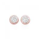 9ct-Rose-Gold-on-Silver-Crystal-Round-Stud-Earrings Sale