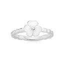 Silver-Cubic-Zirconia-Flower-with-Beaded-Band-Ring Sale