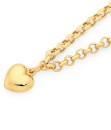 9ct-Gold-19cm-Belcher-Heart-Charm-Bracelet Sale