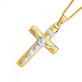 9ct-Two-Tone-Gold-31mm-Crucifix-Gents-Pendant on sale