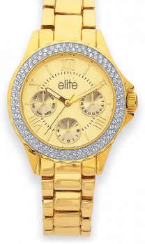 Elite-Ladies-Gold-Tone-Multi-Dial-Stone-Set-Watch-Model-5080343 on sale