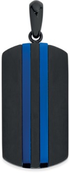 Chisel-Stainless-Steel-Black-Tag-with-Double-Blue-Lines-Gents on sale