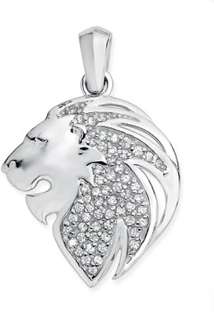 Sterling-Silver-Cubic-Zirconia-Lion-Head-Gents-Pendant on sale