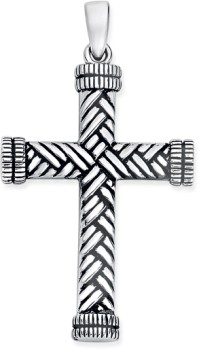 Sterling-Silver-Oxidised-Woven-Gents-Cross-No-Chain on sale