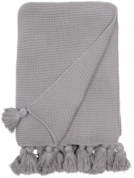 Vue-Melaky-Knitted-Throw-Grey on sale